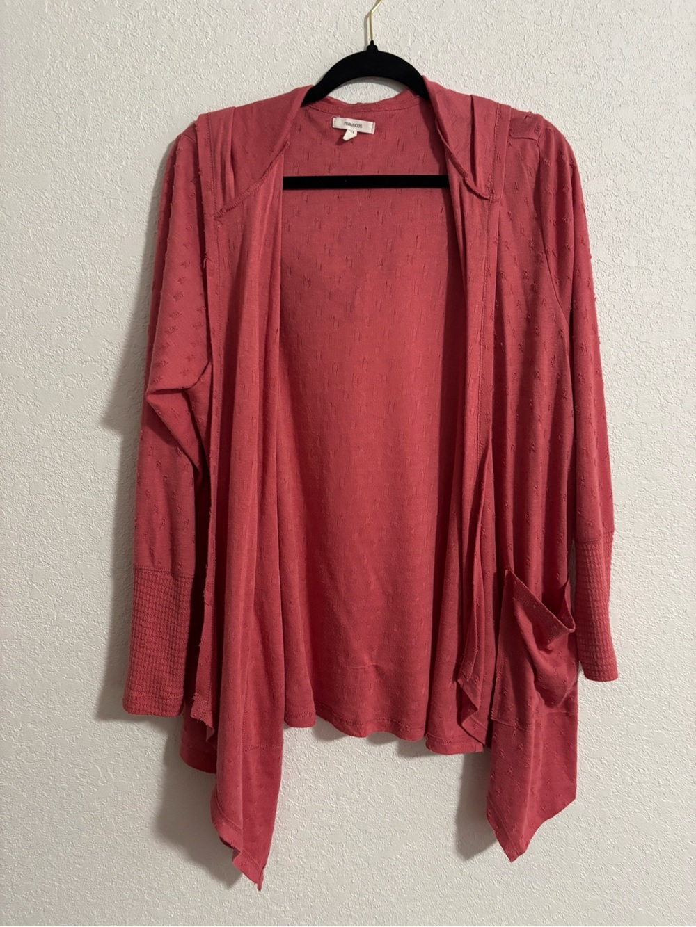 Maurices Rose Pink Hooded Open-Front Draped Cardigan